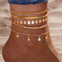 Fashion Golden 12 Alloy Star Snake Bone Chain Anklet Set