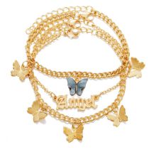 Fashion 9# Alloy Butterfly Letter Multi-layer Anklet