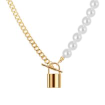 Fashion 12# Alloy Pearl Bead Lock Shape Multi-layer Necklace