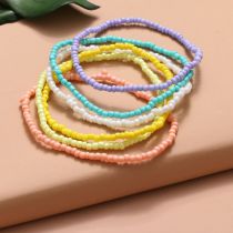 Fashion Color Colorful Rice Beaded Anklet Set