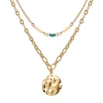 Fashion Gold Alloy Geometric Medallion Double Layer Necklace