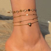 Fashion 5# Alloy Diamond Love Anklet Set
