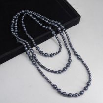 Fashion Dark Gray Pearl Beaded Multi-layered Necklace