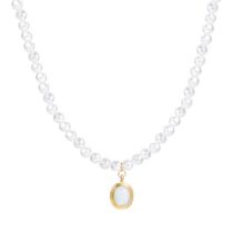 Fashion 9# Pearl Beaded Oval Necklace