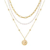 Fashion Gold Alloy Geometric Medal Multi-layer Necklace