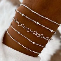 Fashion Silver Alloy Chain Bracelet Set
