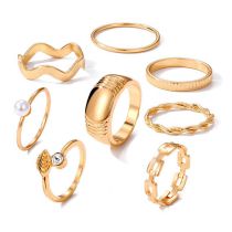 Fashion Golden 10 Alloy Diamond Geometric Ring Set