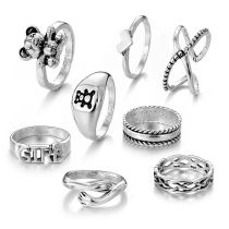 Fashion Silver 5 Alloy Geometric Ring Set