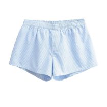 Fashion Blue Cotton Striped Shorts