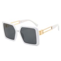 Fashion White Frame Black And Gray Film Pc Square Large Frame Sunglasses
