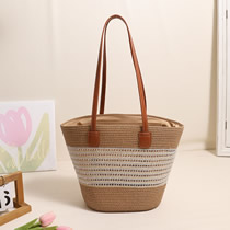 Fashion New Belt Rice Stripe Straw Large Capacity Shoulder Bag