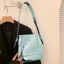 Fashion Blue Patent Leather Glossy Large Capacity Shoulder Bag