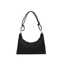 Fashion Black Polyester Diamond Large Capacity Shoulder Bag