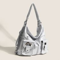 Fashion Silver Polyester Large Capacity Shoulder Bag