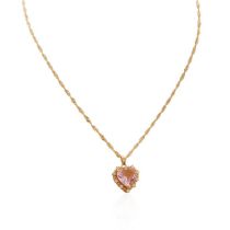 Fashion 7#pink Copper Inlaid Zirconium Love Necklace