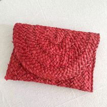 Fashion Watermelon Red Straw Flap Clutch Bag