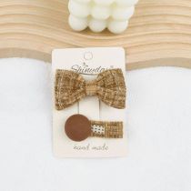 Fashion Coffee Color Fabric Textured Bow Hair Clip Set