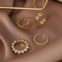 Fashion Golden 7 Alloy Geometric Ring Set