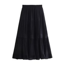 Fashion Black Cotton Lace Layered Skirt