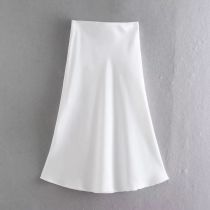 Fashion Original White Satin Irregular Skirt