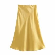 Fashion Yellow Satin Irregular Skirt