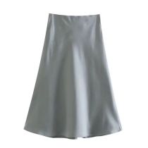 Fashion Grey Satin Irregular Skirt