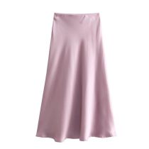 Fashion Pink Purple Satin Irregular Skirt