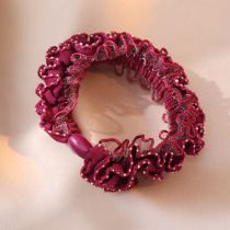 Fashion Rose Red Pleated Lace Hair Tie