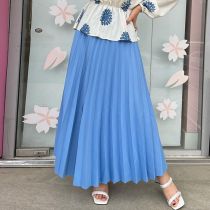 Fashion Blue Skirt (single Piece) Polyester Pleated Skirt