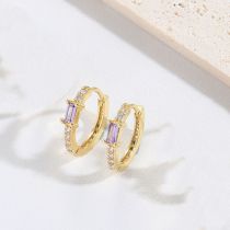 Fashion Purple Copper Diamond Geometric Round Earrings