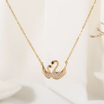 Fashion Swan Titanium Steel Diamond Swan Necklace