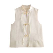 Fashion White Jacquard Buckle Vest