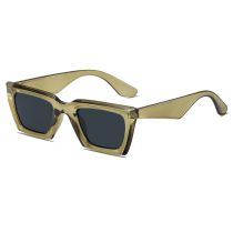Fashion Translucent Green Frame Gray Film Large Square Frame Sunglasses