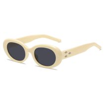Fashion Off-white Frame Gray Piece Pc Oval Sunglasses