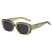 Fashion Translucent Green Frame Gray Film Pc Square Star Sunglasses