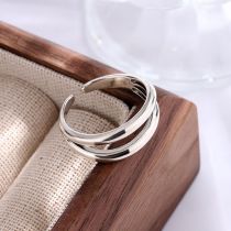 Fashion Silver Copper Geometric Double Layer Open Ring