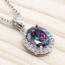 Fashion Silver Copper And Diamond Oval Necklace
