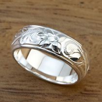 Fashion Silver Copper Geometric Engraved Round Ring