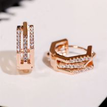 Fashion Rose Gold Copper Diamond Multi-layer Earrings