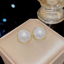 Fashion Gold Alloy Geometric Round Pearl Earrings