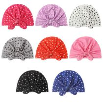 Fashion Eight-color Mixed Shooting Multiples Fabric Polka Dot Knotted Baby Pullover Hat