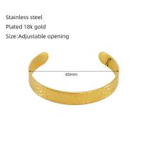 Fashion Gold Stainless Steel Hammered Open Bracelet