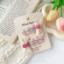 Fashion 4#pink Fabric Lace Bow Children's Hair Clip