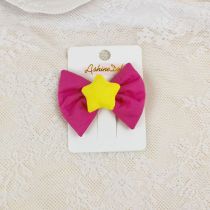 Fashion Five-pointed Star Hairpin Rose Red Plaid Bow Flower Embroidery Children's Hair Clip