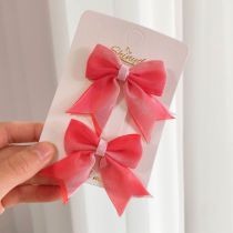 Fashion Bow Gradient Red Hairpin Fabric Bow Children's Hair Clip