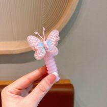 Fashion 5# Pink Butterfly Children's Phone Cord Embroidered Butterfly Hair Rope