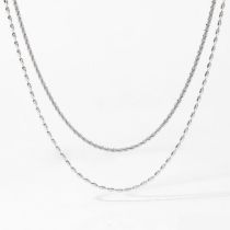 Fashion Silver Necklace Stainless Steel Double Chain Necklace