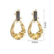 Fashion Gold Stainless Steel Diamond Pleated Earrings