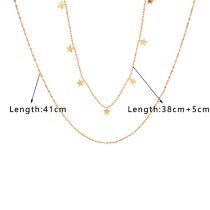 Fashion Gold Stainless Steel Five-pointed Star Glossy Double Layer Necklace