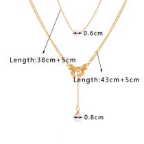 Fashion Gold Titanium Steel Bow Double Layer Necklace